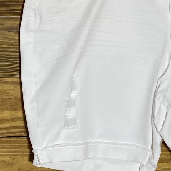 Plus Size White Distressed Denim Shorts - Picture 5 of 10